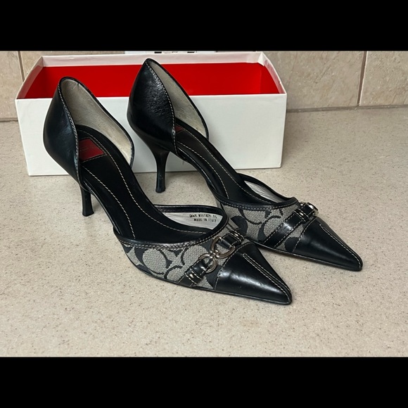 Coach black monogram pointy toe heels Size 9 - Picture 1 of 7